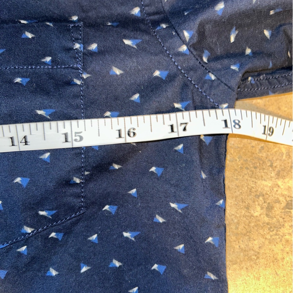 Hawker Rye shirt - navy print short sleeve button front w/chest pocket - Picture 8 of 9